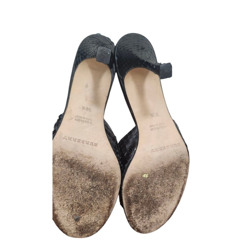 Burberry Black Snakeskin High Heel Sandals Size EU 39.5/US 9 Designer Open To - Picture 11 of 14